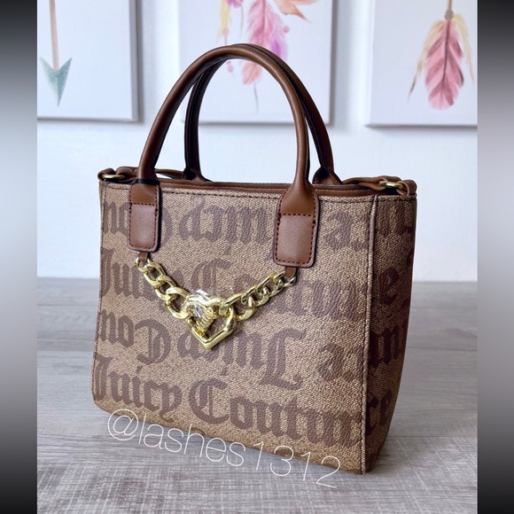 JUICY COUTURE Purse Change of Heart Mini Tote Bag - Brown Chestnut Chino - Picture 3 of 8